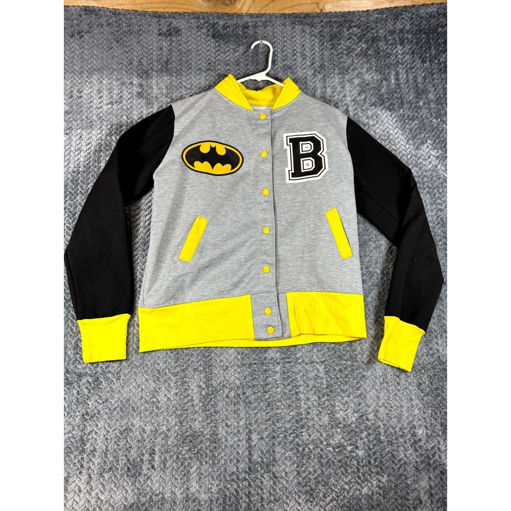 DC Comics Varsity Jacket Teens Gray Black Batman Gothman City University Snap